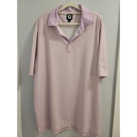 FootJoy FJ Mens Light Purple Sqaure Pattern Short Sleeve Polo Shirt Size XL - Picture 1 of 13